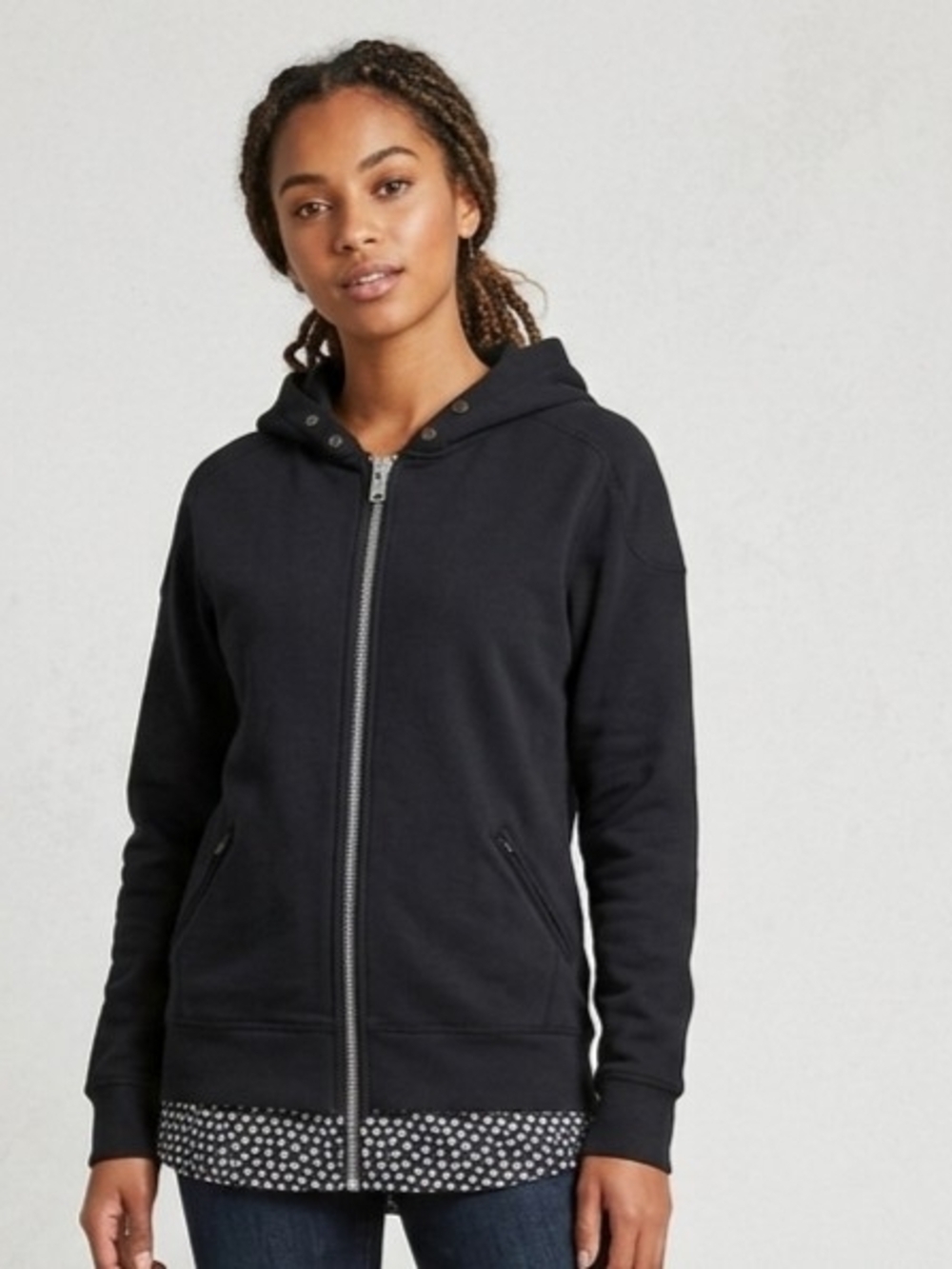 Alexander Wang Black Zip Hoodie With Polka Dot Accent Size Small